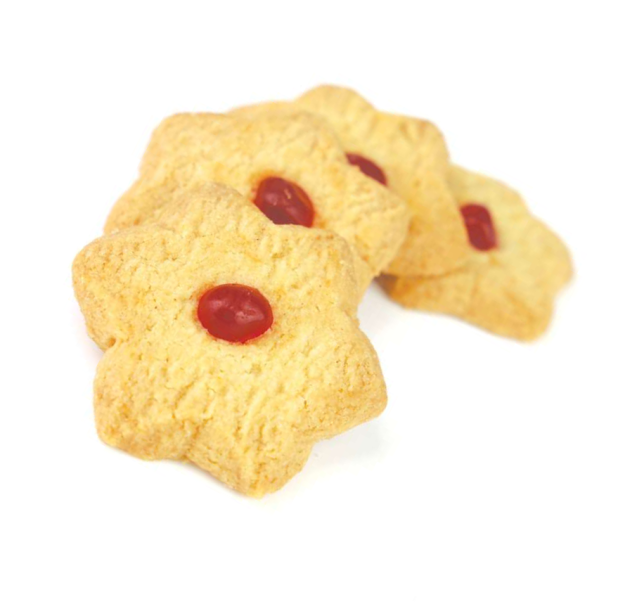 Butter Sterne mit Geleekirsche